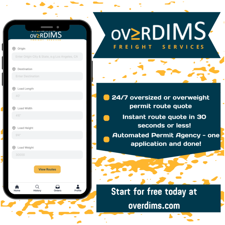 Navigating-overdimension-freight-with-ease. image shows a screencapture of a phone using the overdims app and shows the benefits of using the overdims software